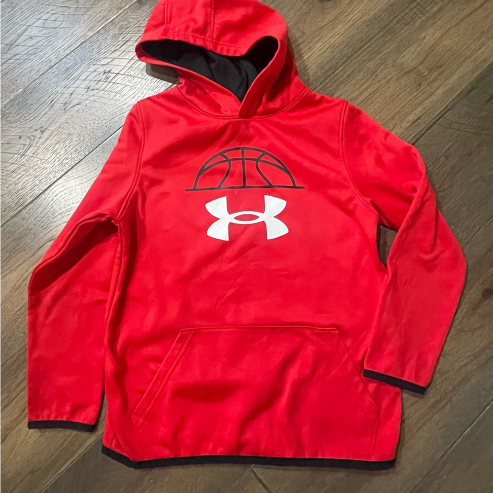 Under Armour Kids Red Hoodie with Basketball Design
